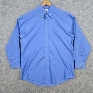 Brooks Brothers Madison Men's Blue Dress Shirt Size L 16-33 Supima‎ Cotton STAIN